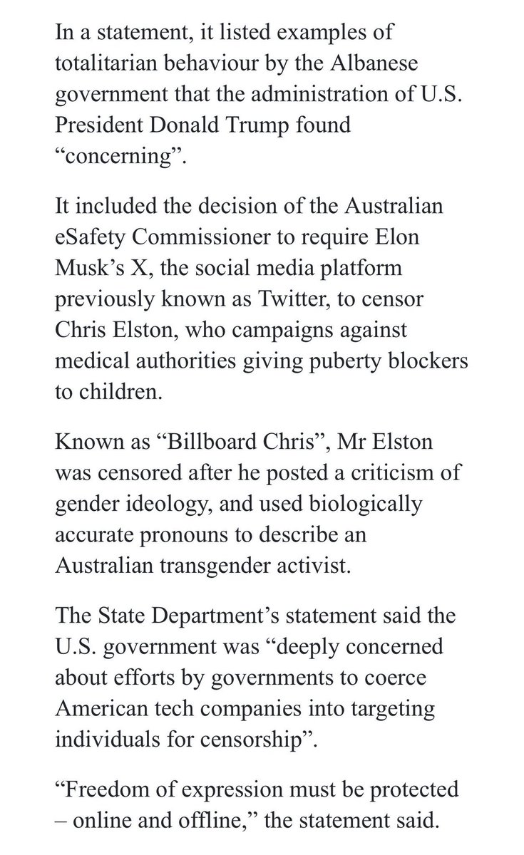 QBCCIntegrity's tweet image. BREAKING: USA WARNS AUSTRALIA

The U.S. has warned Australia to halt its crackdown on free speech following the re-election of left wing Labor for a second term

U.S. State Dept has demanded Albanese cease “deeply concerning” censoring free speech on social media platforms