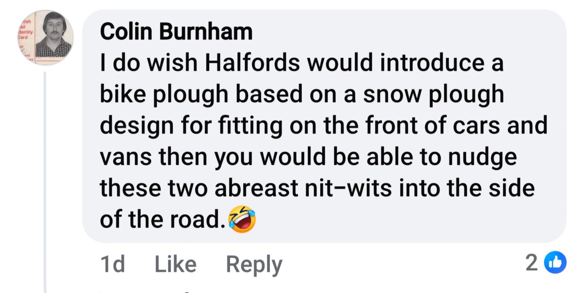 ConfidentCyc's tweet image. So a thread on #Facebook about #cyclists riding 2 abreast and these are a snapshot of the comments!
What can we do to stop views like this? Are these people a danger to cyclists if this is their view? What is their driving standard like?