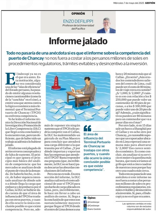 enzodef's tweet image. Hoy escribo sobre el absurdo análisis hecho por la Dirección de Libre hashtag#Competencia del hashtag#Indecopi, en el cual concluyen que el Terminal Portuario de Chancay no enfrentará competencia. En serio, el Indecopi ya no es el que era antes. hashtag#Antitrust hashtag#Peru