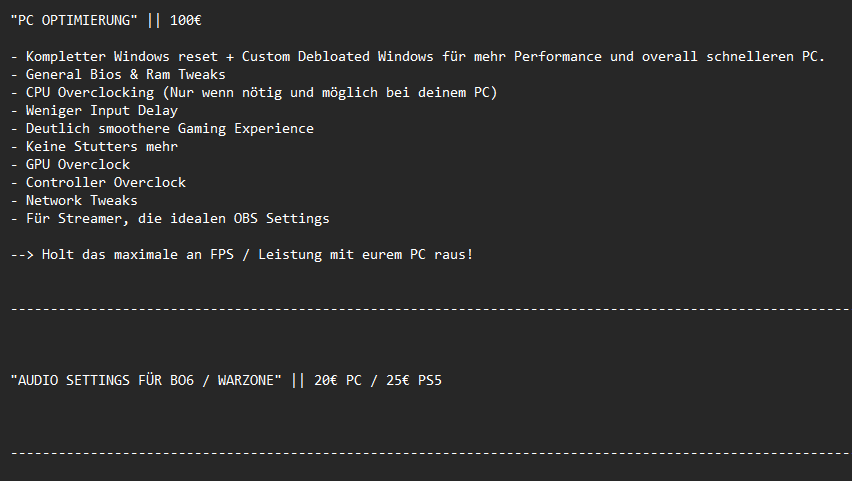 Ihr habt Probleme mit eurem PC oder wollt einfach das maximale an FPS / Leistung raus holen? 

Dann schreib mir doch gerne eine DM für einen Termin!