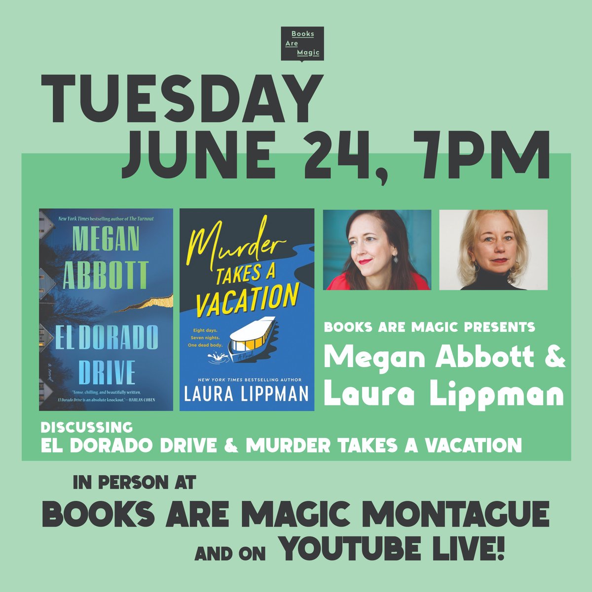 Megan Abbott (@meganeabbott) on Twitter photo NYC book launch!! And two for the price of one as Laura Lippman and I talk "women of a certain age," money, movie inspirations and more at <a href="/booksaremagicbk/">Books Are Magic</a> on June 24. Register today! <a href="/PutnamBooks/">G. P. Putnam's Sons</a> <a href="/WmMorrowBooks/">William Morrow</a>
eventbrite.com/e/megan-abbott⦠NYC book launch!! And two for the price of one as Laura Lippman and I talk "women of a certain age," money, movie inspirations and more at <a href="/booksaremagicbk/">Books Are Magic</a> on June 24. Register today! <a href="/PutnamBooks/">G. P. Putnam's Sons</a> <a href="/WmMorrowBooks/">William Morrow</a>
eventbrite.com/e/megan-abbottā¦