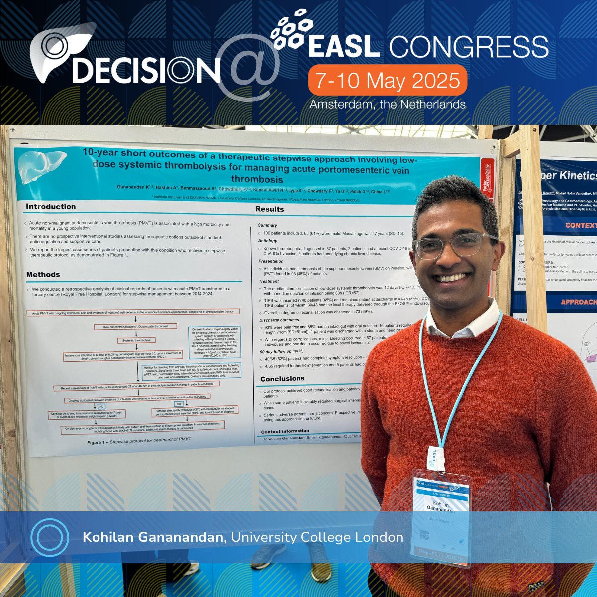 Decision4Liver (@decision4liver) on Twitter photo ๐ฉบ10 year short-term outcomes of a therapeutic stepwise approach involving low-dose systemic thrombolysis for managing acute portomesenteric thrombosis
#POSTER WED-340 by <a href="/KGananandan/">Kohilan Gananandan</a> (UCL)
#EASL2025 <a href="/ef_clif/">Eur. Fdn. for the Study of Chronic Liver Failure</a> @easlnews ๐ฉบ10 year short-term outcomes of a therapeutic stepwise approach involving low-dose systemic thrombolysis for managing acute portomesenteric thrombosis
#POSTER WED-340 by <a href="/KGananandan/">Kohilan Gananandan</a> (UCL)
#EASL2025 <a href="/ef_clif/">Eur. Fdn. for the Study of Chronic Liver Failure</a> @easlnews