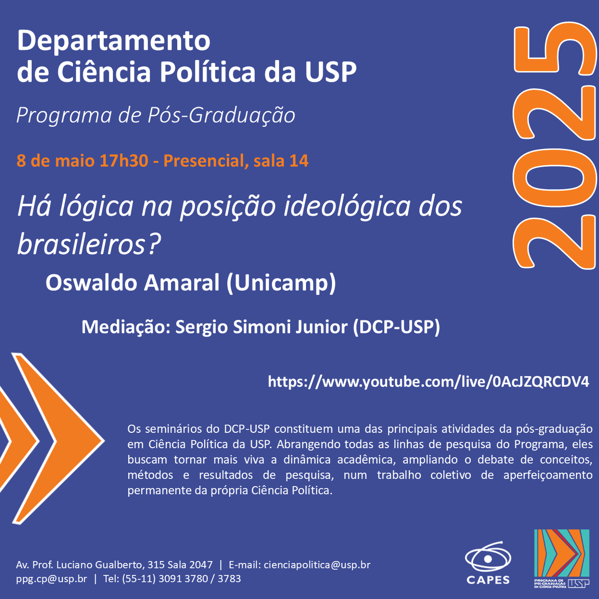 Amanhã estarei na USP na companhia do <a href="/SergioSimoniJr/">Sergio Simoni Junior</a> . Tem transmissão tb...
