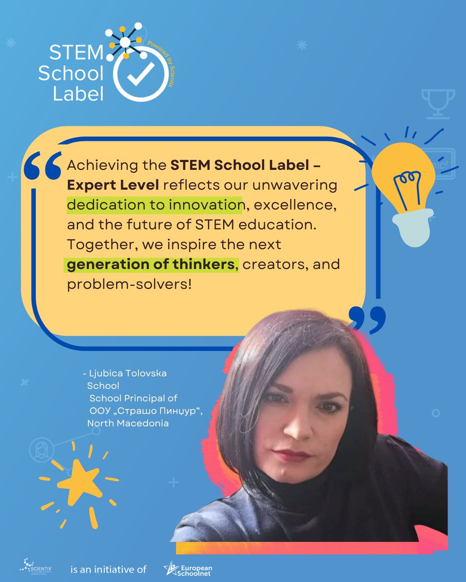 STEM School Label (@stem_label) on Twitter photo 👏 Congrats to ООУ „Страшо Пинџур“ in North Macedonia for earning the #STEM Expert School label! 🌟 Their commitment to innovation and excellence is shaping the next generation of thinkers and problem-solvers. 💡
ℹ️ stemschoollabel.eu/news/detail?ar… 👏 Congrats to ООУ „Страшо Пинџур“ in North Macedonia for earning the #STEM Expert School label! 🌟 Their commitment to innovation and excellence is shaping the next generation of thinkers and problem-solvers. 💡
ℹ️ stemschoollabel.eu/news/detail?ar…