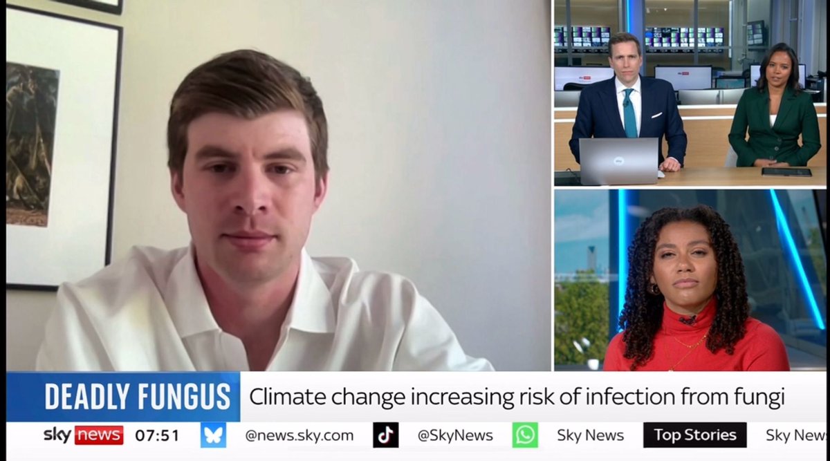 Felt surreal to be live on Sky News Breakfast talking about fungal pathogens and climate change🍄‍🟫🗺️ 

Hopefully more people will learn about the wonderful (and scary) world of fungi this way