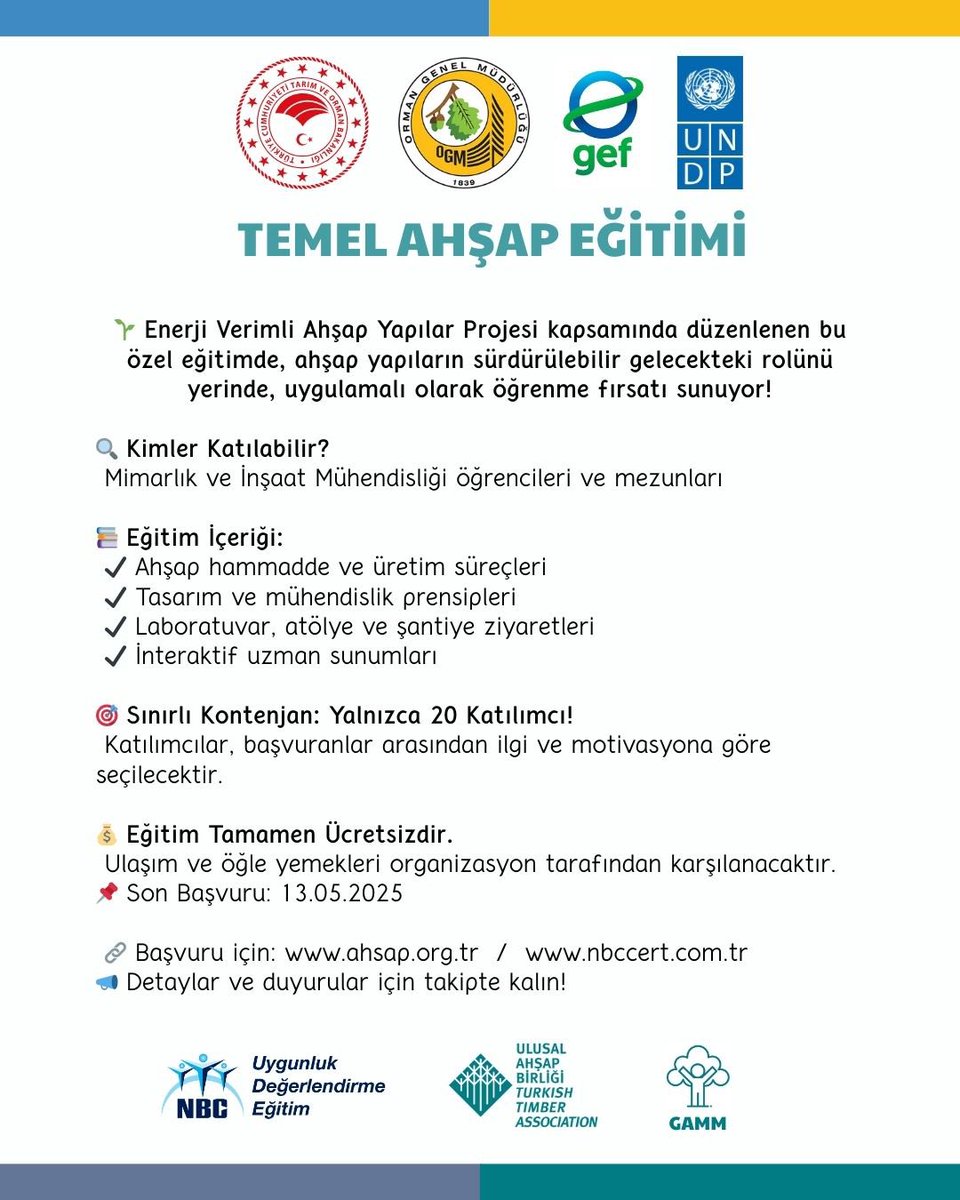Mimar ve İnşaat Mühendisleri ve bu dallarda eğitim gören öğrenciler için kaçırılmaması gereken bir fırsat… #mimar #inşaatmühendisi ahşap.org.tr