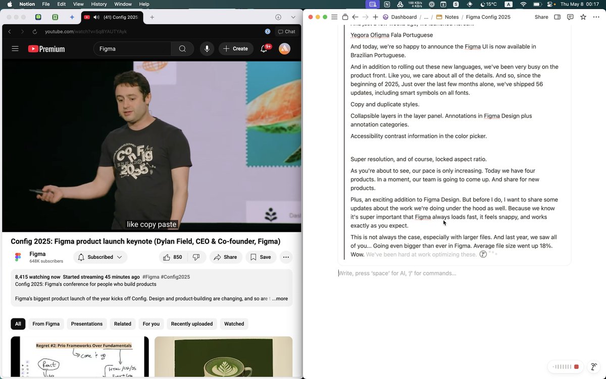 Using <a href="/NotionHQ/">Notion</a>'s AI Meeting Notes to transcribe and summarize <a href="/figma/">Figma</a> #Config2025! 📼✨