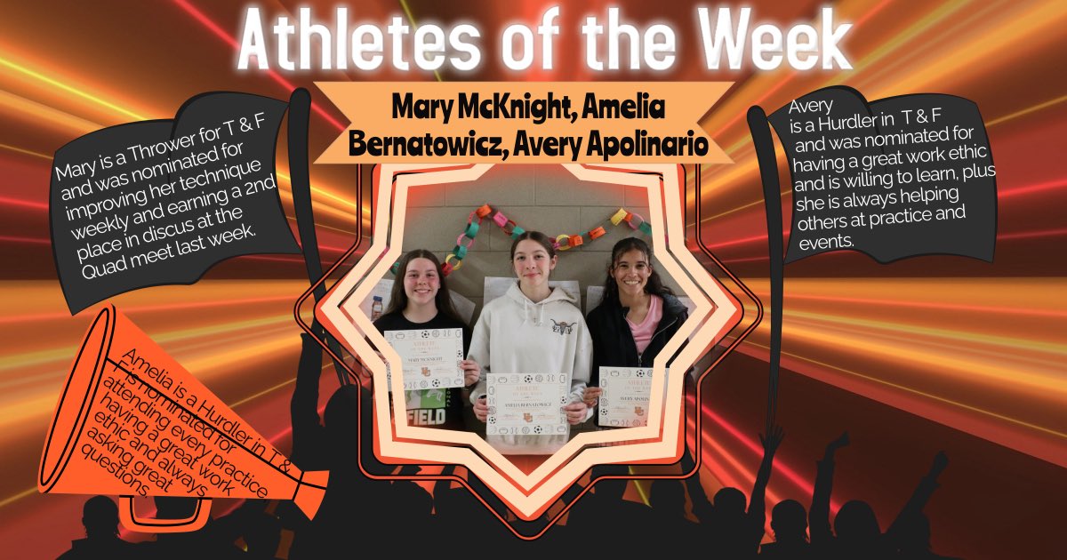 HCJuniorHigh (@hcjuniorhigh) on Twitter photo Congrats to Mary McKnight, Amelia Bernatowicz & Avery Apolinario for being nominated from Track-Field as our latest JH Athletes of the Week. #IMPACT360 <a href="/HCSDHuskies/">Kelly S Hess</a> <a href="/HCSDAthletics/">HCSD Athletics</a> Congrats to Mary McKnight, Amelia Bernatowicz & Avery Apolinario for being nominated from Track-Field as our latest JH Athletes of the Week. #IMPACT360 <a href="/HCSDHuskies/">Kelly S Hess</a> <a href="/HCSDAthletics/">HCSD Athletics</a>