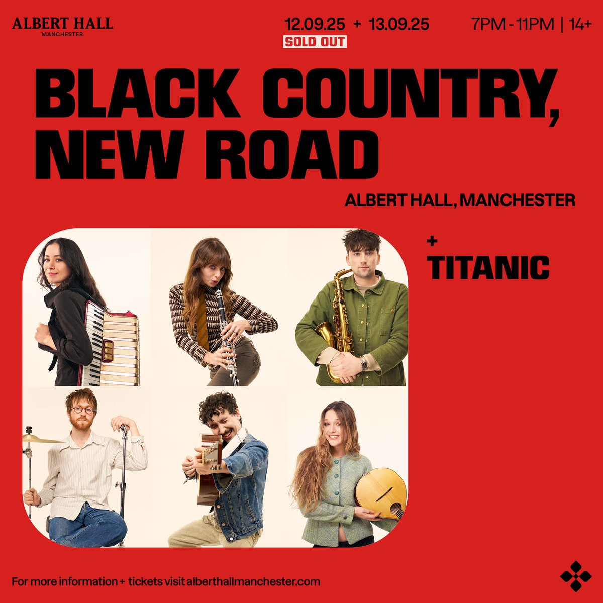 Albert Hall (@alberthallmcr) on Twitter photo SUPPORT ADDED: <a href="/mabefratti/">Mabe Fratti</a> and Hector Tosta's dynamic duo project Titanic, is set to join <a href="/BCNRband/">BlackCountry,NewRoad</a> at our venue on the 12th and 13th of September!
The former is SOLD OUT so act fast on remaining tickets to the second date: tinyurl.com/bdfbhsfm SUPPORT ADDED: <a href="/mabefratti/">Mabe Fratti</a> and Hector Tosta's dynamic duo project Titanic, is set to join <a href="/BCNRband/">BlackCountry,NewRoad</a> at our venue on the 12th and 13th of September!
The former is SOLD OUT so act fast on remaining tickets to the second date: tinyurl.com/bdfbhsfm