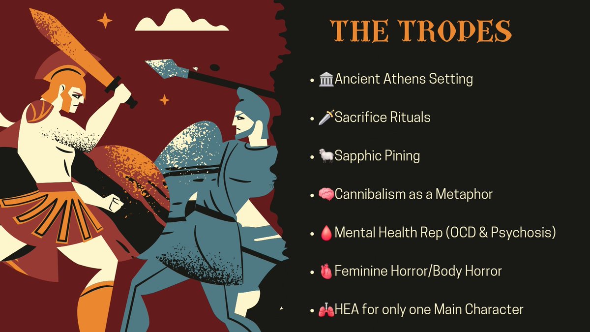 alliewr1tes's tweet photo. Introducing YOUR BLOOD, MY BLOOD,  my adult sapphic horror novel with a subplot of romance and cannibalism as a metaphor 

🏛Ancient Athens Setting
🐑Sapphic Yearning
🧠Poetic Cannibalism 
🫀Mental Health Rep (OCD &amp; Psychosis)

#questpit #W #A #agentguide #agentguides #litagent https://t.co/6X4U7WkpfW