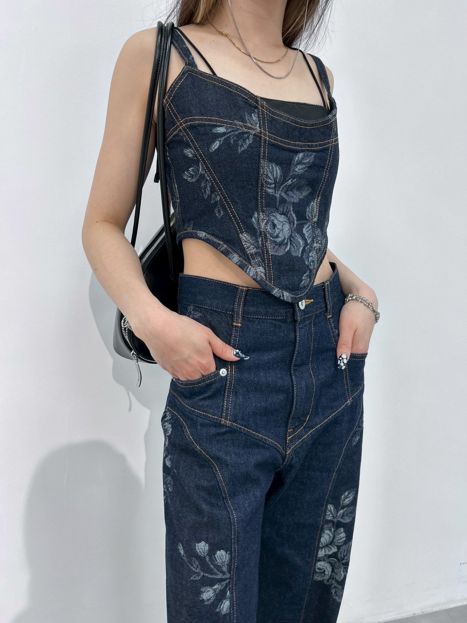 フェティコ　feticoデニムフラワープリントビスチェ サイズ1 フェティコ feticoデニムフラワープリントビスチェ サイズ1 fetico