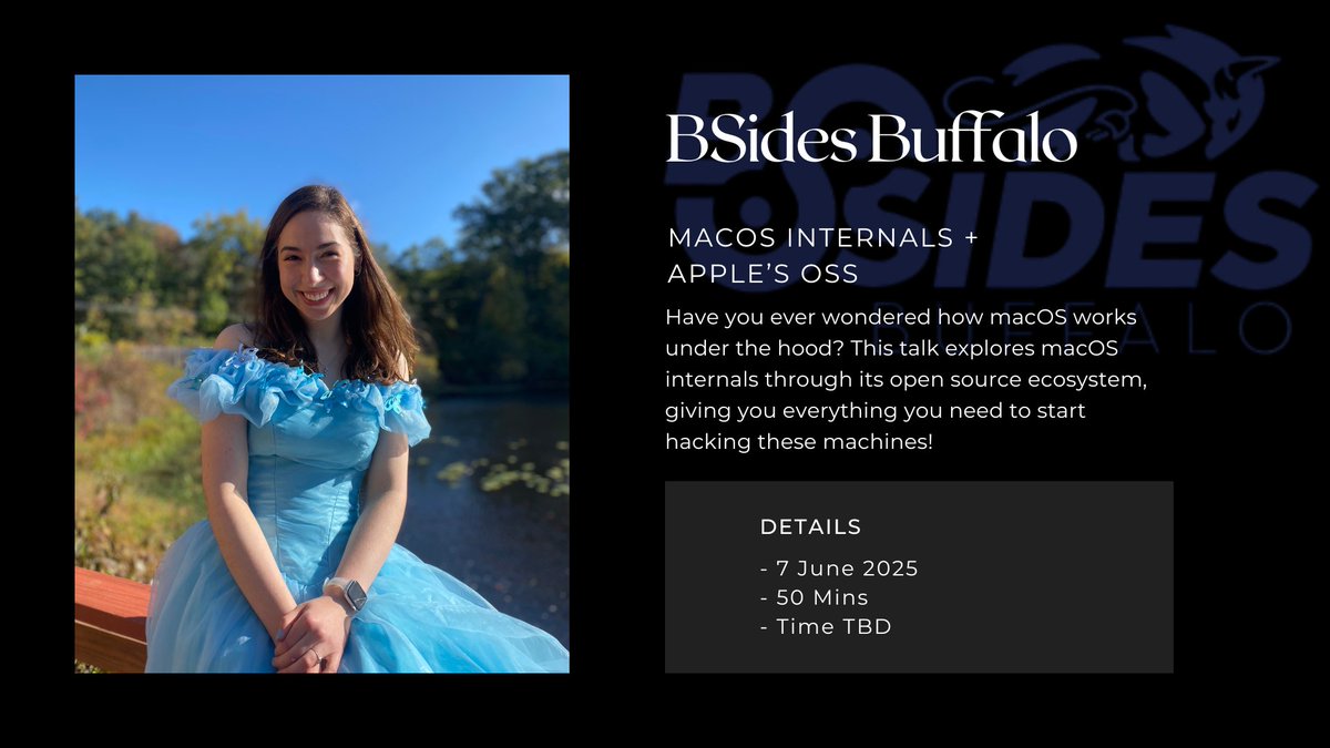 Olivia Gallucci ✨ (@oliviagalluccii) on Twitter photo This week, I will be speaking at <a href="/BsidesBuffalo/">BSides Buffalo</a> on macOS internals! If you're interested, come see my talk this Saturday!
#InfoSec #macOS This week, I will be speaking at <a href="/BsidesBuffalo/">BSides Buffalo</a> on macOS internals! If you're interested, come see my talk this Saturday!
#InfoSec #macOS
