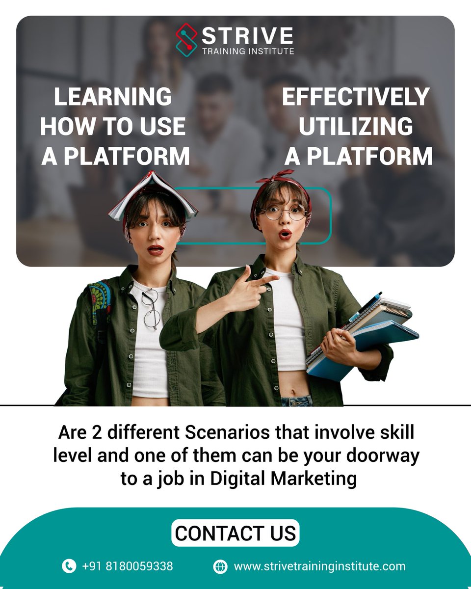 TrainingStrive's tweet image. Knowing a platform is good - knowing how to use it effectively is what gets you hired! Upgrade your skills with expert-led digital marketing training at Strive Training Institute.

#DigitalMarketingCourse #StriveTrainingInstitute #MarketingSkills #LearnDigitalMarketing