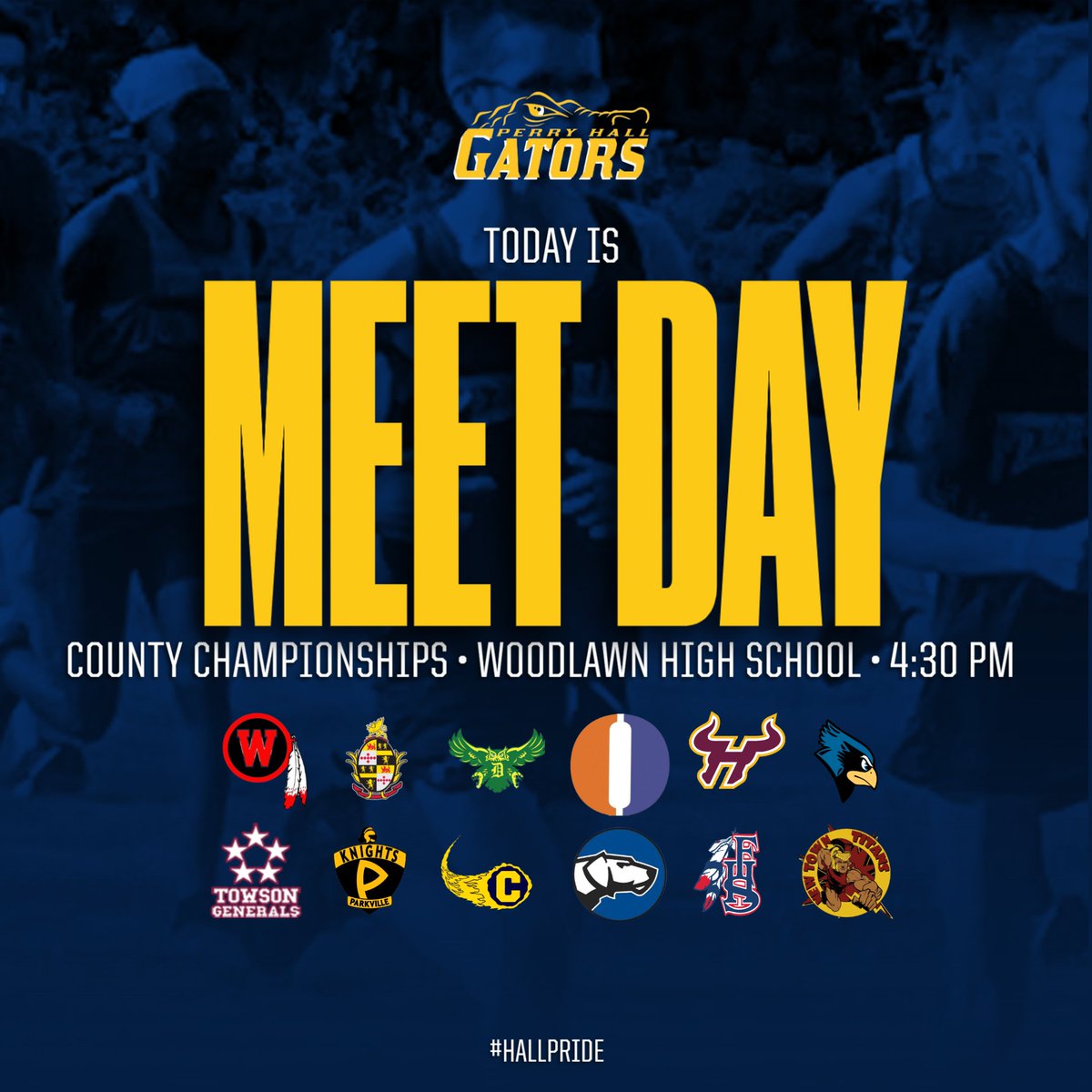Follow the boys' and girls' JV and varsity track and field teams on the road today at Woodlawn for the Baltimore County Championships starting at 4:30 PM!  Live results: live.athletic.net/meets/52305
Tickets: gofan.co/event/3591203?…
#hallpride