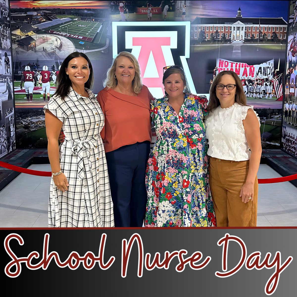 💗 Happy School Nurse Day! 💗
We are beyond grateful to have the best: Lead Nurse Melinda Carrasco, Kristy Martin, Emily Smith, and Amanda Furr. Thank you for the compassion, care, and calm you bring to our schools each and every day. #WeAreAndalusia