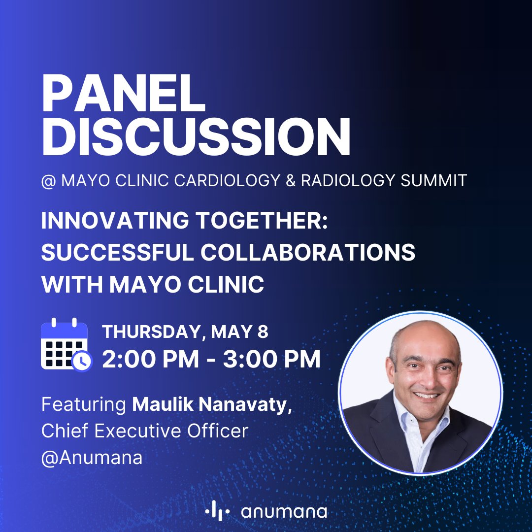 We're at the <a href="/MayoClinic/">Mayo Clinic</a> Cardiology &amp; Radiology Innovation Summit in Rochester, MN! Anumana CEO Maulik Nanavaty joins a panel tomorrow on innovating with Mayo Clinic—alongside leaders shaping the future of healthcare. #MayoClinic #DigitalHealth