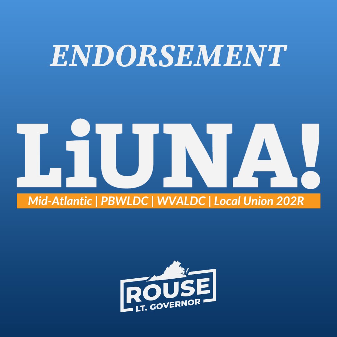 I’m proud to have the support of <a href="/LIUNA/">LIUNA</a>, whose members help build Virginia from the ground up. 

As Lieutenant Governor, I’ll fight every day for working families, good jobs, and a stronger middle class.
