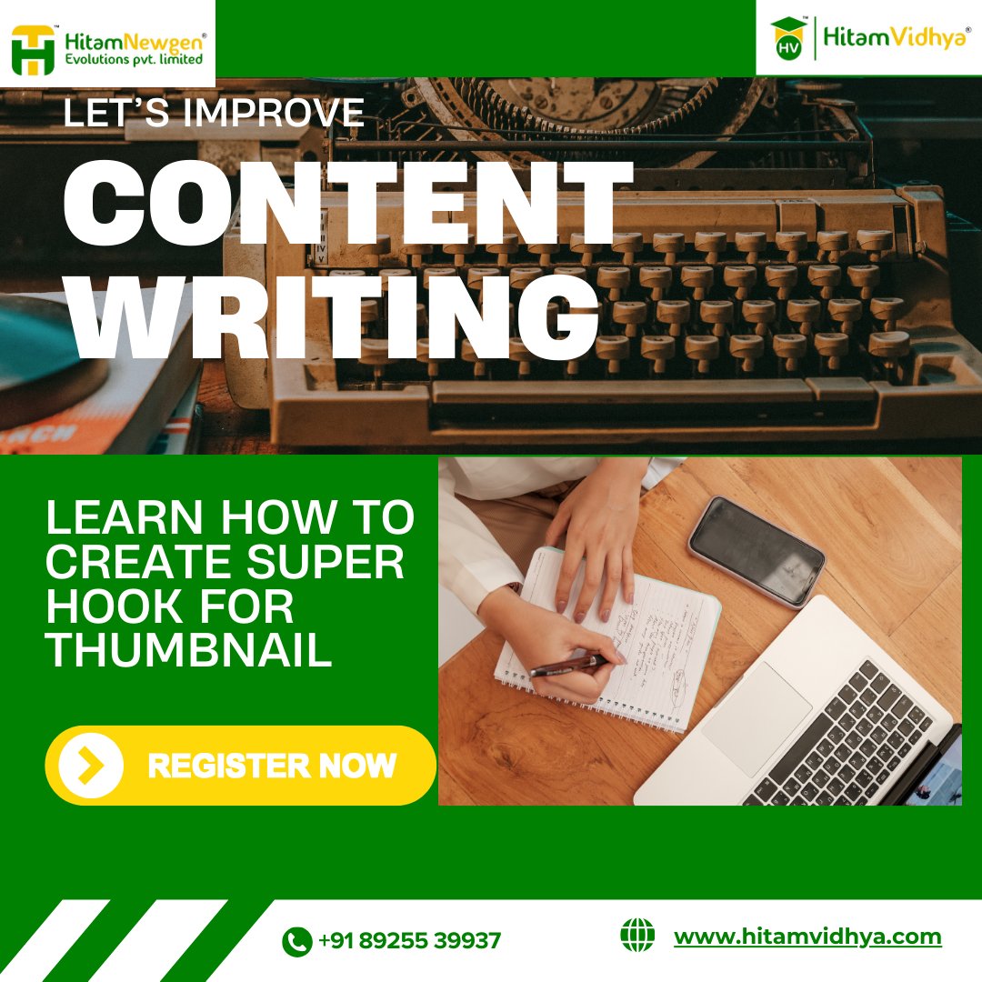 HitamAstro's tweet image. ✍️ Struggling to write content that actually converts or captures attention?
Learn the art of crafting compelling content from our expert instructors and gain hands-on experience
Contact no -8925539937
Visit us at hitamvidhya.com
#ContentWritingCourse
