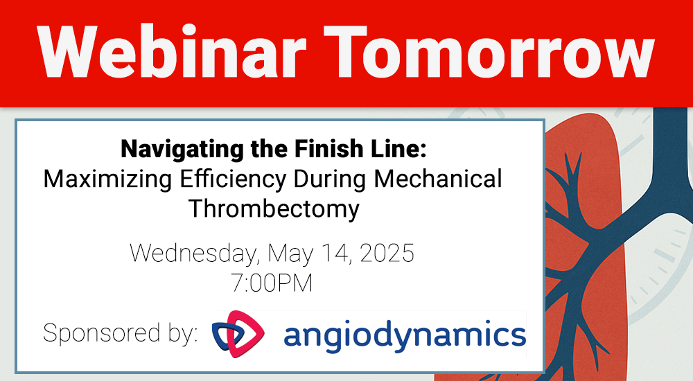 PERTConsortium's tweet image. Join us tomorrow, Wednesday, May 14 at 7PM ET, for a webinar on mechanical thrombectomy for PE.

Hear expert perspectives on how to determine safe and effective procedural endpoints, streamline timing, and reduce complications.

Register now: csavevents.zoom.us/webinar/regist…