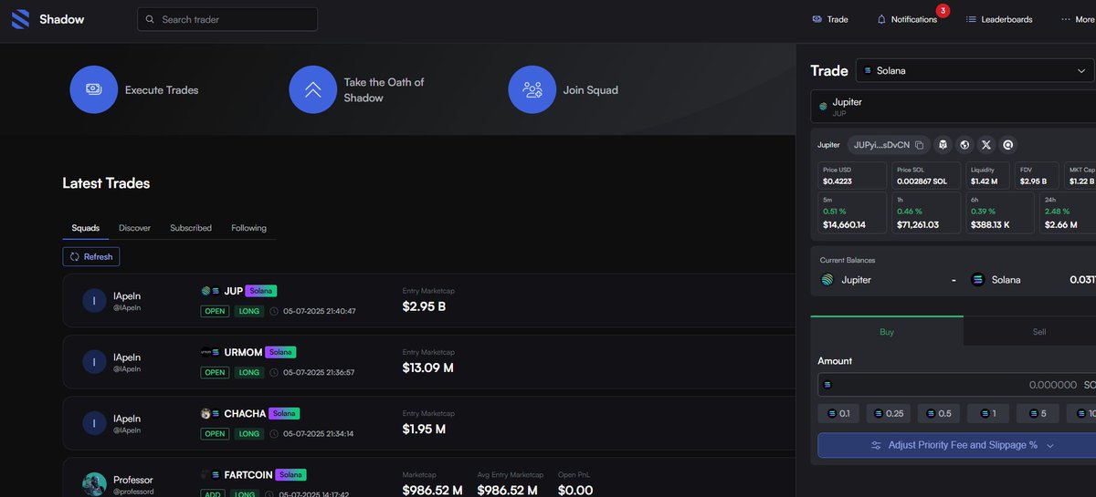 IApeIn's tweet image. Trying out @OathOfShadow , track your trades, your squad trades and also other people's trades. Seems able to do some copy trades soon as well. Very interesting , would love to explore more .