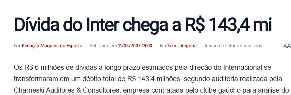 BernardoCanto2's tweet photo. @InterDD Calma. Em 2007 a dívida era de meio bilhão e recém havíamos ganhado o mundo. A segunda imagem é a correção pra valores atuais. A instituição é maior e não podemos nos deixar levar pela vontade do capital. Temos um dos elencos mais caros do Brasil, 150 mil sócios e um time estável https://t.co/I3IBVAahFP