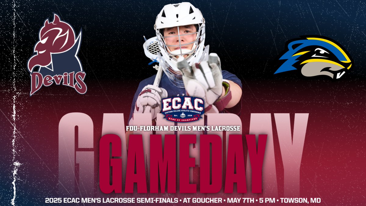 FDU Devils Athletics (@fdudevils) on Twitter photo GAME DAY | The postseason for <a href="/fdumenslax/">Fairleigh Dickinson Men's Lacrosse</a> starts today, as they are traveling to Goucher for the semifinal round of the 2025 DIII <a href="/ECACSports/">ECAC Sports</a> Men's Lacrosse Tournament! The first face-off will occur at 5pm!
Live Coverage: tinyurl.com/28ewyv48
#HornsUp #HeatsRising GAME DAY | The postseason for <a href="/fdumenslax/">Fairleigh Dickinson Men's Lacrosse</a> starts today, as they are traveling to Goucher for the semifinal round of the 2025 DIII <a href="/ECACSports/">ECAC Sports</a> Men's Lacrosse Tournament! The first face-off will occur at 5pm!
Live Coverage: tinyurl.com/28ewyv48
#HornsUp #HeatsRising