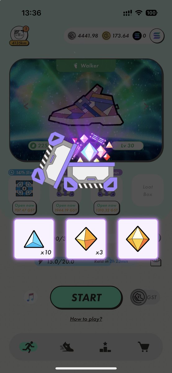 ミステリーボックスから、初のLV3ジェムをゲット！
#STEPN