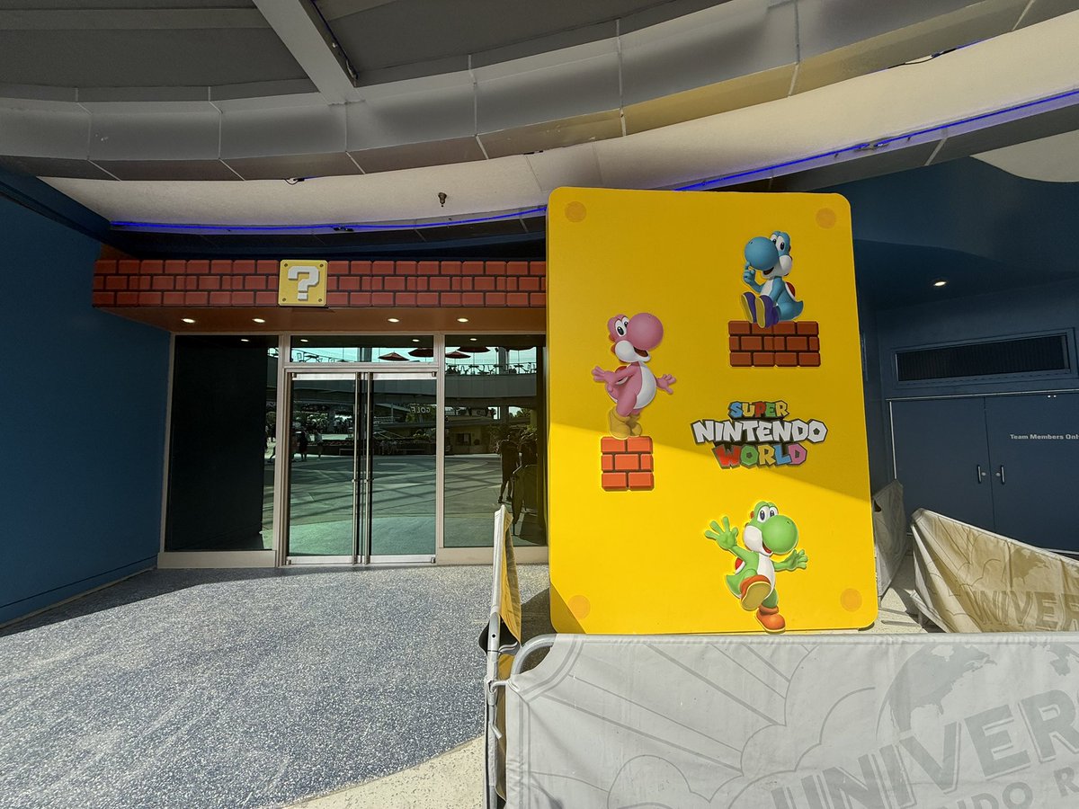 The sign is up for the upcoming Super Nintendo World store at Citywalk.