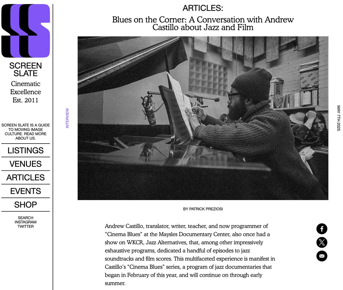 Andrew Castillo (@andrewfromvibes) on Twitter photo Surprise! Bill Dixon and I are in Screen Slate this morning, speaking with my friend Patrick Preziosi (<a href="/PatrickPreziosi/">😶🌫️patrick preziosi😶🌫️</a>) about the Cinema Blues series at <a href="/MayslesCinema/">Maysles Documentary Center</a>... screenslate.com/articles/blues… Surprise! Bill Dixon and I are in Screen Slate this morning, speaking with my friend Patrick Preziosi (<a href="/PatrickPreziosi/">😶🌫️patrick preziosi😶🌫️</a>) about the Cinema Blues series at <a href="/MayslesCinema/">Maysles Documentary Center</a>... screenslate.com/articles/blues…