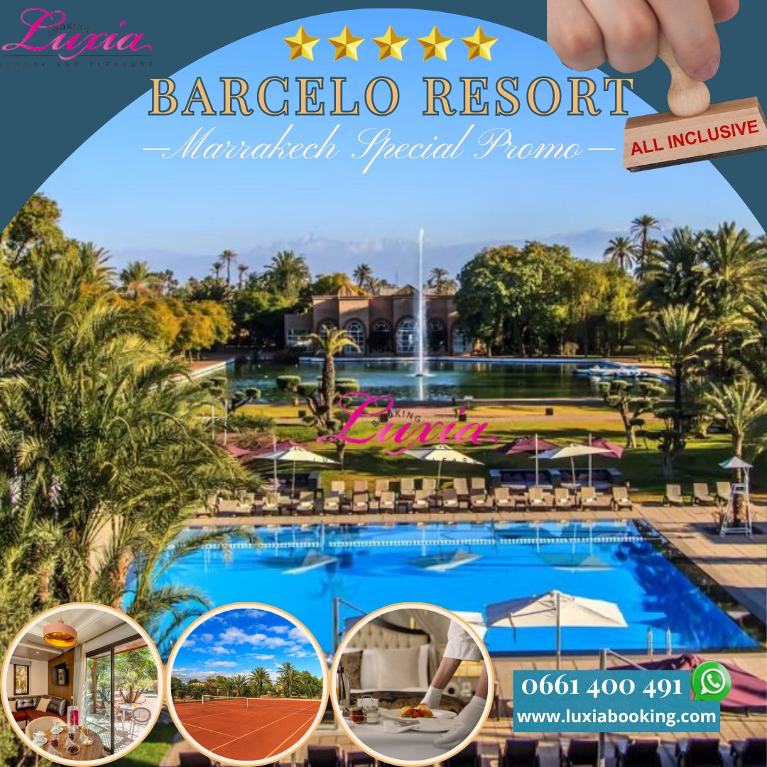 LUXIABOOKING's tweet photo. 🌴 Échappez à l’agitation et offrez-vous une parenthèse de luxe au Barceló Palmeraie Marrakech 5⭐️!
 Piscine, spa, jardins exotiques &amp; gastronomie raffinée 🌺✨
 📍Calme absolu à 10 min de la médina.
📲 Réservez : https://t.co/p3INWGum00
 📞 0661 400 491
#hotelsdeal #luxiabooking https://t.co/pc47Akf4mK