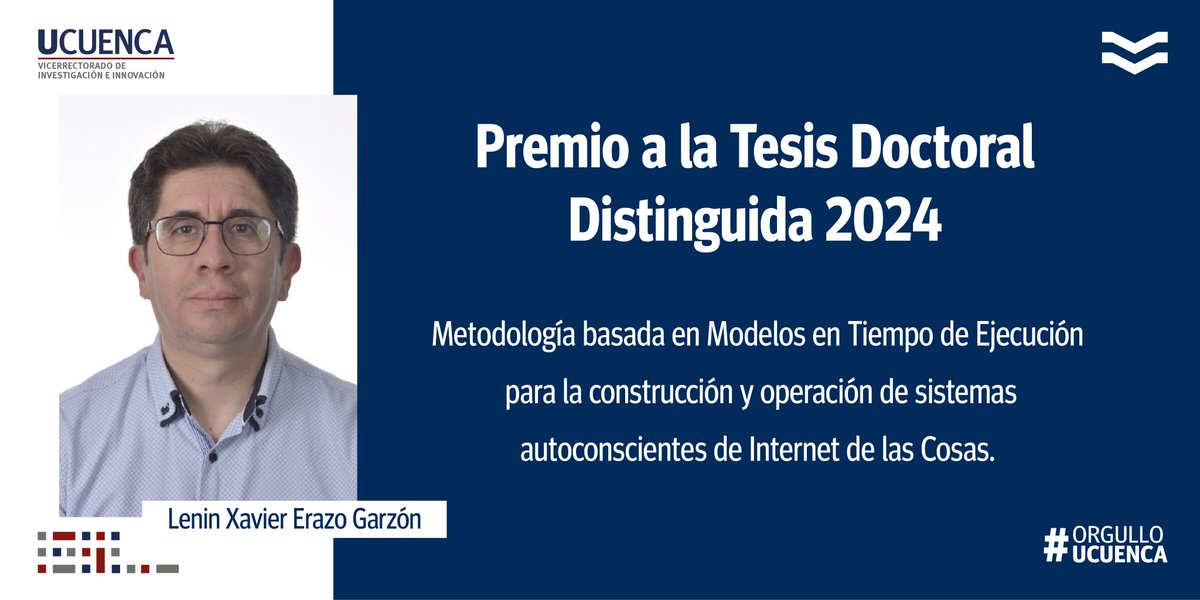 #OrgulloUCuenca | 🏅 Felicitamos a Lenin Erazo, autor, y a Priscila Cedillo, directora; integrantes del Grupo de Investigación Innovación Tecnológica  (GIIT) del <a href="/DCCUCuenca/">Departamento de Ciencias de la Computación-UCuenca</a>.
Codirector: Gustavo Rossi
Doctorado en Ciencias Informáticas de la <a href="/unlp/">UNLP</a>