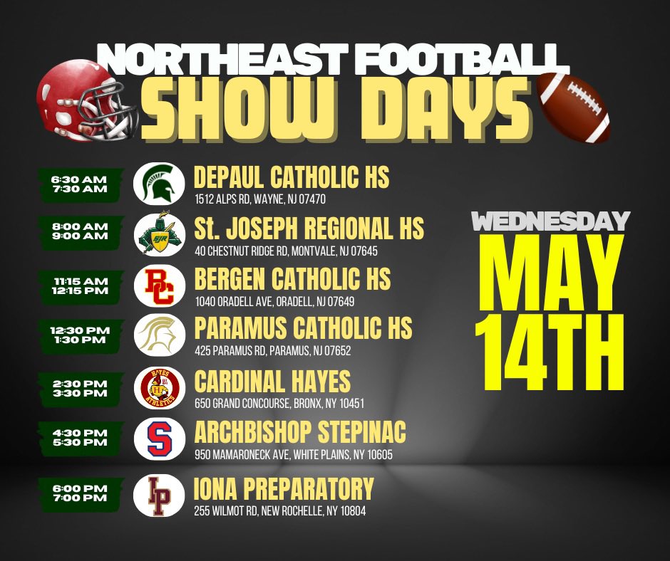 Coach Jon Wholley (@jonathanwholley) on Twitter photo 🦞Northeast Show Days🗽
Mon- 5/12-CT
Tues- 5/13-MA
Wed-5/14-NY/NJ
Pro Day Workouts @ Each School
🏈70 + W/FBS/FCS OFFERS
🏈30+ W/ P 4 OFFERS
🏈 9- 4 ⭐️s
Many to find!
“Rising Tide Lifts All Boats”
<a href="/PRZNewEngland/">Prep Redzone New England</a>
<a href="/RivalsFriedman/">Adam Friedman</a>
<a href="/BrianDohn247/">BrianDohn247</a>
<a href="/PeteThamel/">Pete Thamel</a>
<a href="/JPPierson/">John Pierson</a> 🦞Northeast Show Days🗽
Mon- 5/12-CT
Tues- 5/13-MA
Wed-5/14-NY/NJ
Pro Day Workouts @ Each School
🏈70 + W/FBS/FCS OFFERS
🏈30+ W/ P 4 OFFERS
🏈 9- 4 ⭐️s
Many to find!
“Rising Tide Lifts All Boats”
<a href="/PRZNewEngland/">Prep Redzone New England</a>
<a href="/RivalsFriedman/">Adam Friedman</a>
<a href="/BrianDohn247/">BrianDohn247</a>
<a href="/PeteThamel/">Pete Thamel</a>
<a href="/JPPierson/">John Pierson</a>