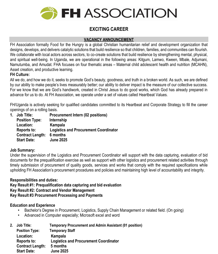 Evanco Consult (@evancohr) on Twitter photo Hiring <a href="/FH_Uganda/">Food for the Hungry Uganda</a>
1. Procurement Intern
forms.office.com/Pages/Response…
2. Procurement and Administration Assistant
forms.office.com/Pages/Response… Hiring <a href="/FH_Uganda/">Food for the Hungry Uganda</a>
1. Procurement Intern
forms.office.com/Pages/Response…
2. Procurement and Administration Assistant
forms.office.com/Pages/Response…
