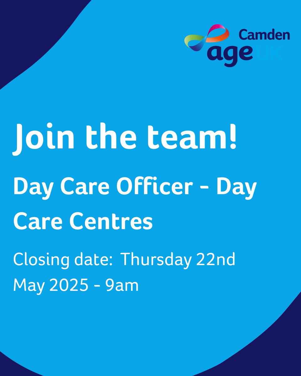 👋Join us! We are recruiting for a Press &amp; Communications Officer working from our main office and a Day Care Officer working in our Day Centres!

For the full role details and how to apply, click here: 
buff.ly/7SQPSfD

#AgeUKCamdenJobs #AgeUKJobs #CharityJobs