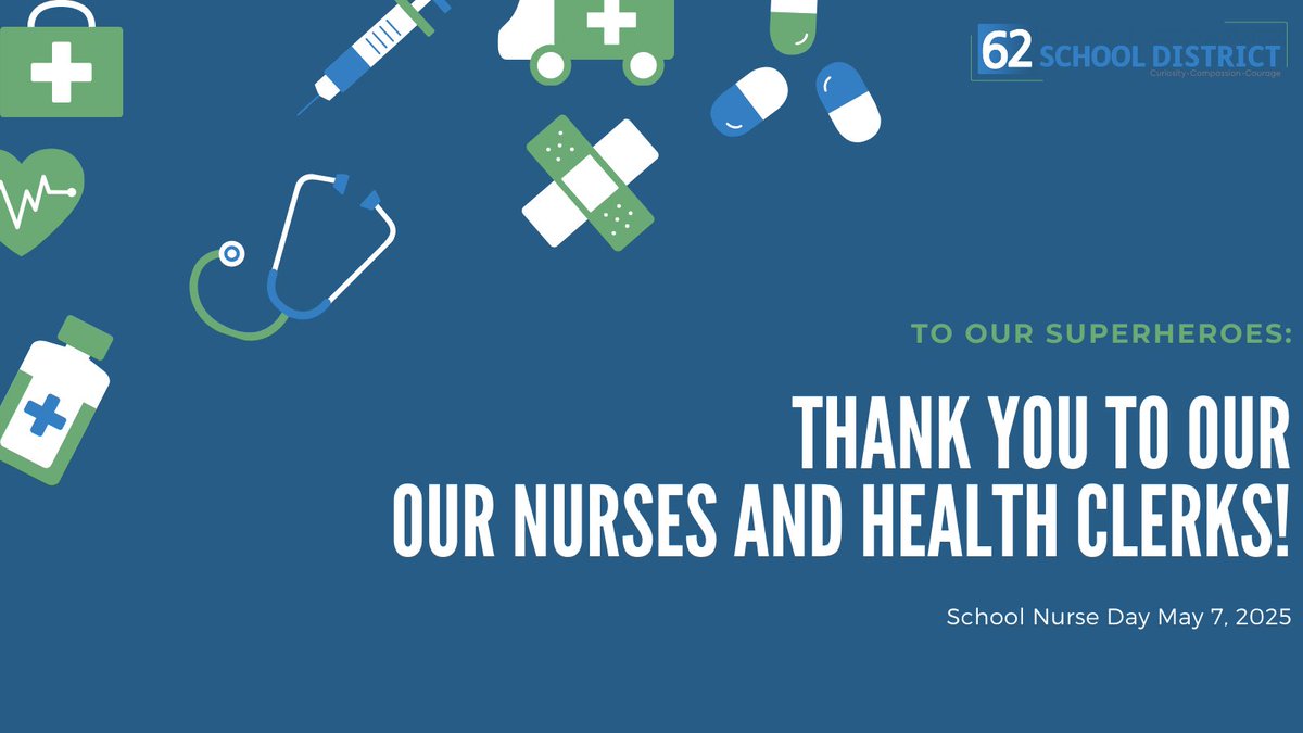 A HUGE shoutout goes out to our school nurses and health clerks on School Nurse Day. TY for being compassionate caregivers who advocate for students' well-being.  We see your dedication, presence and focus on keeping our learning communities healthy and safe. #62learns #62united