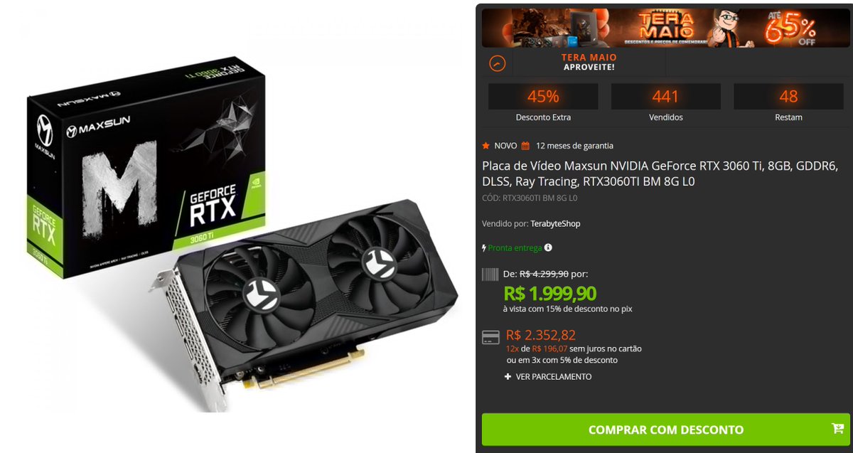 TERABYTE

RTX  3060  Ti  MAXSUN

R$  1.999

terabyteshop.com.br/produto/35756/…