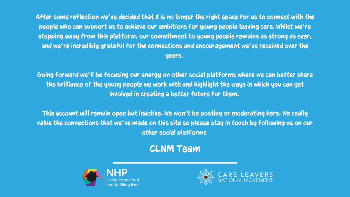 We're leaving X. This account will remain open but inactive⬇️

We really value the connections that we’ve made on this site, so please stay in touch by following us on LinkedIn: lght.ly/bne3f01
Facebook: lght.ly/53g5lnb
YouTube: lght.ly/ljldcl

#NHP #CLNM