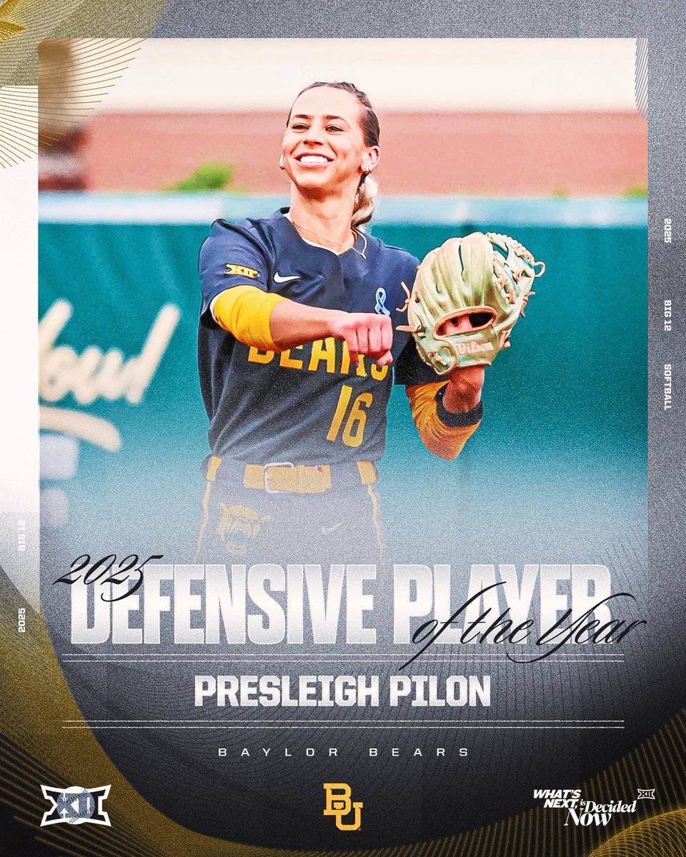 2025 #Big12SB Defensive Player of the Year ⭐️

Presleigh Pilon | <a href="/BaylorSoftball/">Baylor Softball</a>