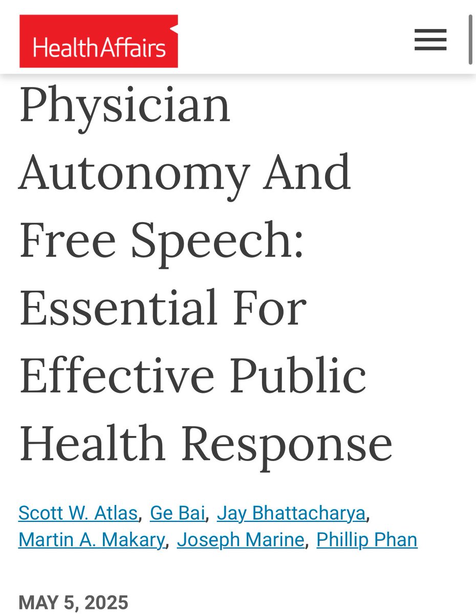 Censorship kills. Censorship kills.

“Restoring trust in public health requires institutions to promote, not suppress, scientific debate, admit errors, and distinguish between known facts and uncertainties.”

“Physicians follow the principle of "Do No Harm," carefully balancing