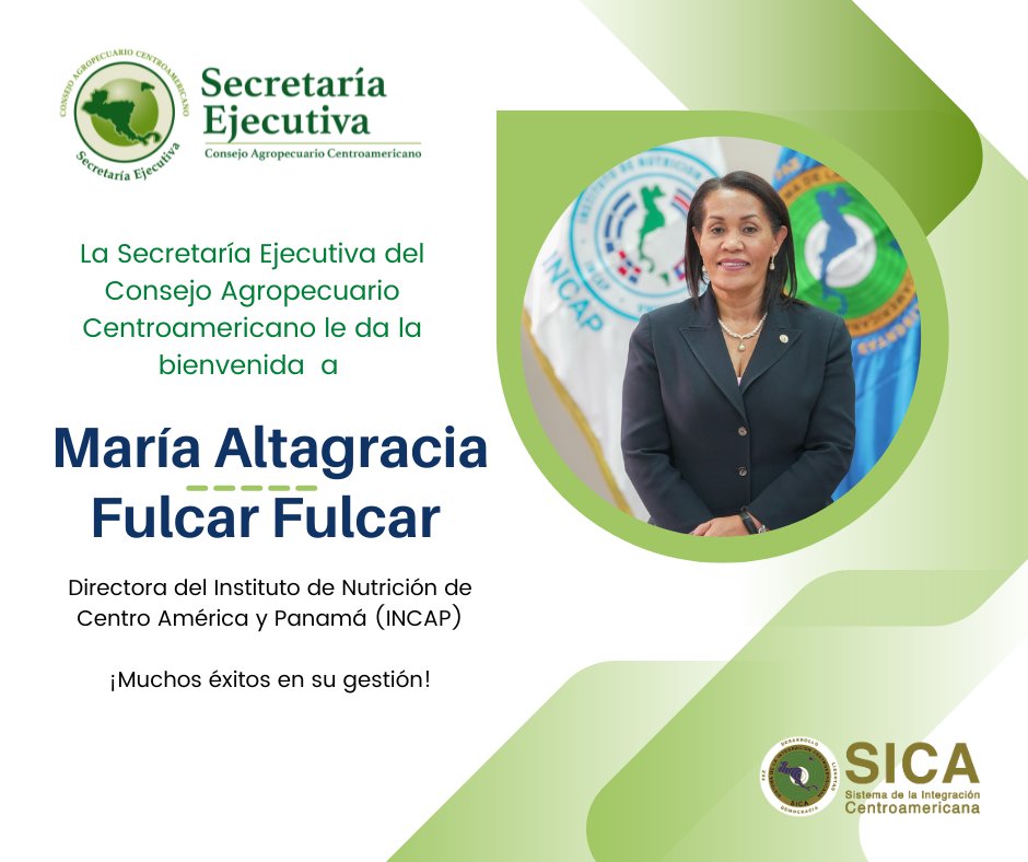 SE-CAC (@se_cac) on Twitter photo Le damos la bienvenida a la Licda. María Altagracia Fulcar Fulcar como nueva directora del <a href="/INCAP_NUTRICION/">Instituto de Nutrición de Centro América y Panamá</a> ¡Muchos éxitos en su gestión!
Junto a <a href="/SECOMISCA/">SE-COMISCA / SICA</a> esperamos seguir trabajando en conjunto por la Seguridad Alimentaria en la #RegiónSICA Le damos la bienvenida a la Licda. María Altagracia Fulcar Fulcar como nueva directora del <a href="/INCAP_NUTRICION/">Instituto de Nutrición de Centro América y Panamá</a> ¡Muchos éxitos en su gestión!
Junto a <a href="/SECOMISCA/">SE-COMISCA / SICA</a> esperamos seguir trabajando en conjunto por la Seguridad Alimentaria en la #RegiónSICA