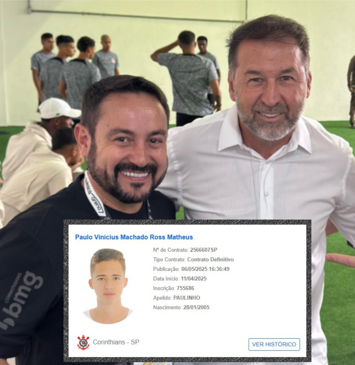 CHEGOU, NÃO JOGOU, FOI EMBORA E VOLTOU COM CONTRATO PROFISSIONAL...

... o meia Paulo Vinícius chegou em meados do ano passado, não disputou nenhum jogo oficial e foi embora em janeiro. 

E não é que após alguns meses sem vínculo, do nada, foi registrado pelo Corinthians no BID