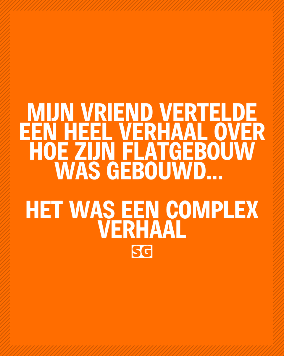 Slechte_grappen's tweet photo. Het was een complex verhaal 🧱😂

#tekstgrap #woordgrap #drogehumor #flatgebouw #slechtegrappen #humorpost #sgxl #funnycontent #viralhumor https://t.co/dOdCGb4CzS