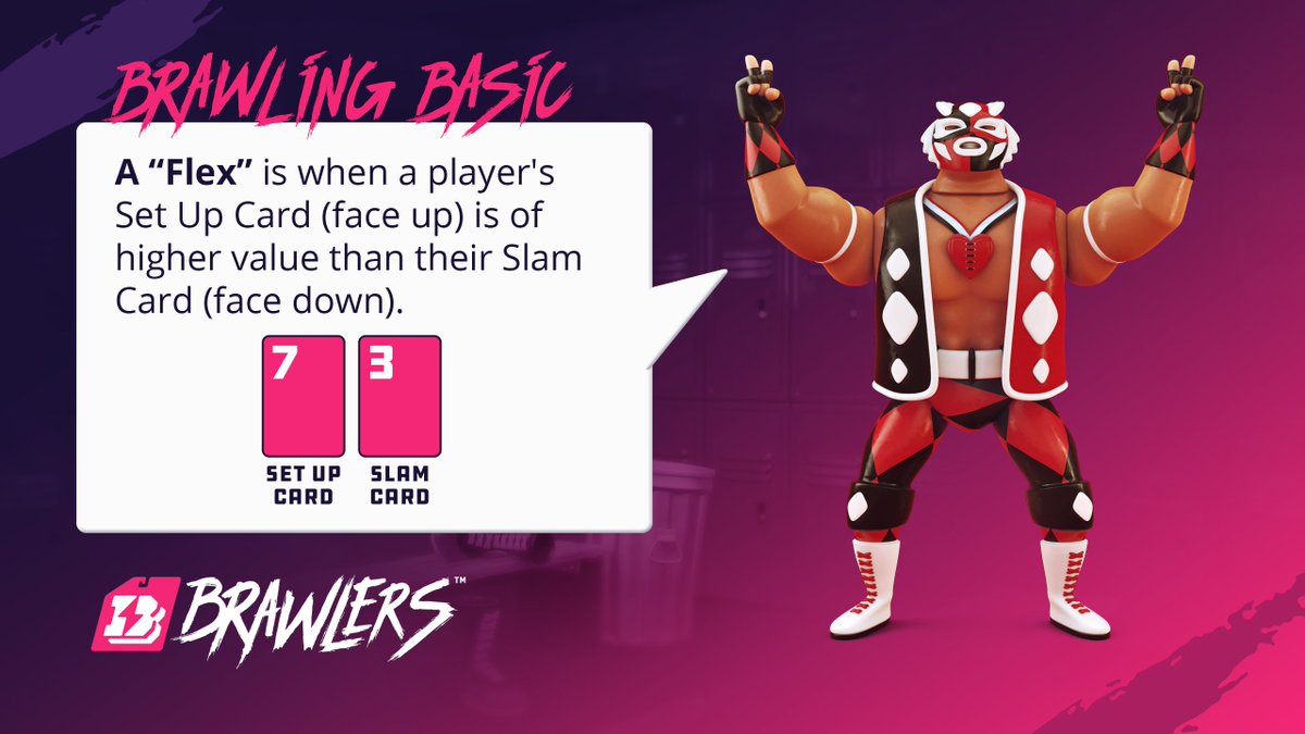 💪 Training Room: Time to FLEX!

In Brawlers, a "Flex" happens when your face-up Set Up Card is stronger than your hidden Slam Card. It’s the ultimate power move—and it could throw your opponent off their game.

Master the mind games: brawlers.gg