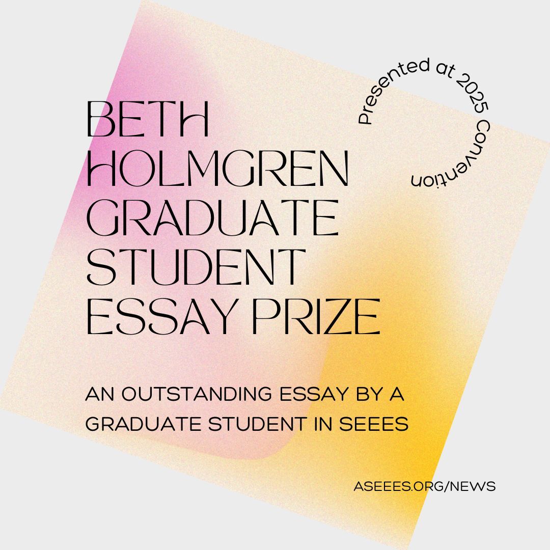 CfA: Beth Holmgren Graduate Student Essay Prize
Deadline: June 15
aseees.org/award/holmgren…
Awarded for an outstanding essay by a graduate student in Slavic, East European, and Eurasian Studies.