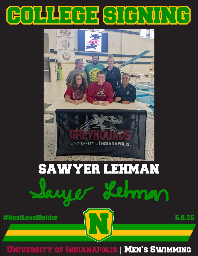 nridgeathletics's tweet image. COLLEGE SIGNING✍🏼

Sawyer Lehman🔰 
🏊🏻‍♂️Men&apos;s Swimming
📍University of Indianapolis

#NextLevelRaider