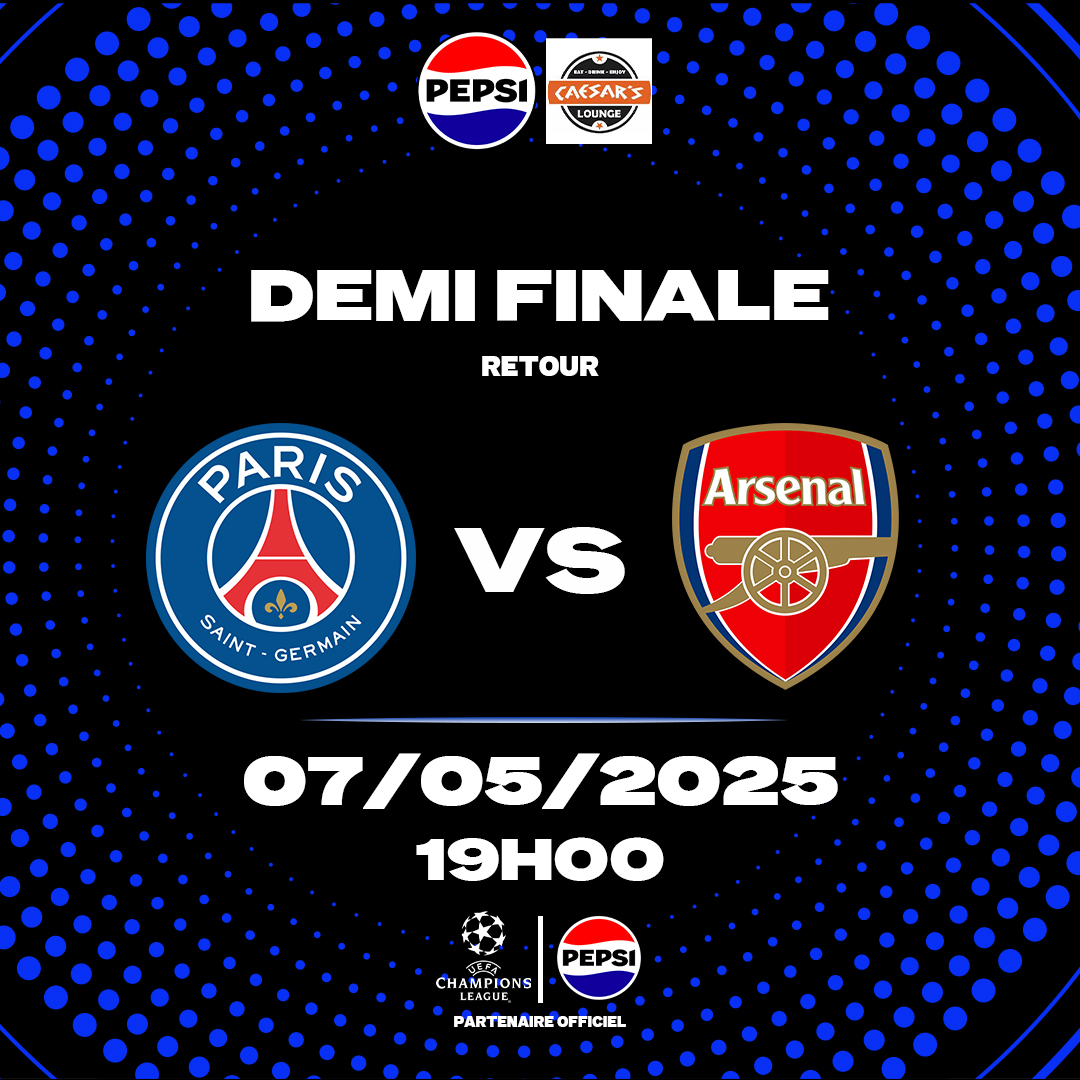 PSG-Arsenal, match bou nara tang 🔥
Ce soir, on vit la Champions League ensemble au Caesar's ! 

#PepsiSénégal
#PSGArsenal