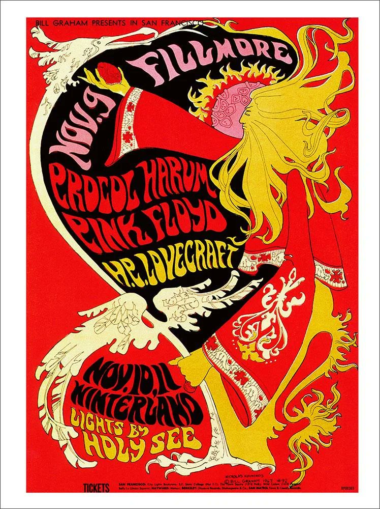 Moon_Tune's tweet photo. ⚡️#ProcolHarum #HPLovecraft
⚡️#PinkFloyd #HolySeeLights
💜#Psychedelic Concert Poster 
🌉#TheFillmore #Winterland 
🎨Retrocards #BillGraham (1967) https://t.co/VBgfvSXNiw