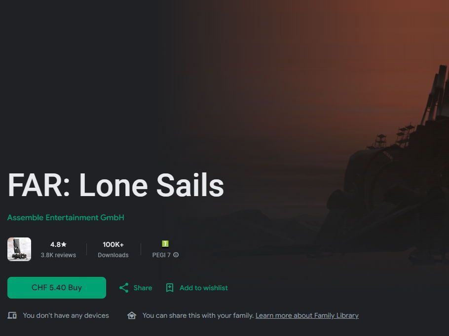 We celebrated 20k reviews on Steam recently, but did you know that FAR: Lone Sails is also out on Google Play and the iOS App Store? Would be rather fitting to play the game on a boat or train, wouldn't it? 😇