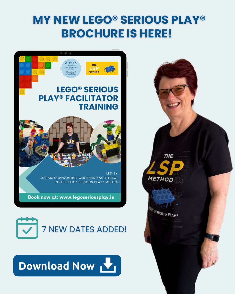 Miriam O Donoghue - Consultant & Trainer (@modonoghue11) on Twitter photo I'm thrilled to share my updated LEGO® Serious Play® brochure – now with 7 brand new dates added across Ireland, Northern Ireland, the UK, and even the Canary Islands! 
Download: bit.ly/LegoSeriousPla…
#LEGOSeriousPlay #Facilitation I'm thrilled to share my updated LEGO® Serious Play® brochure – now with 7 brand new dates added across Ireland, Northern Ireland, the UK, and even the Canary Islands! 
Download: bit.ly/LegoSeriousPla…
#LEGOSeriousPlay #Facilitation