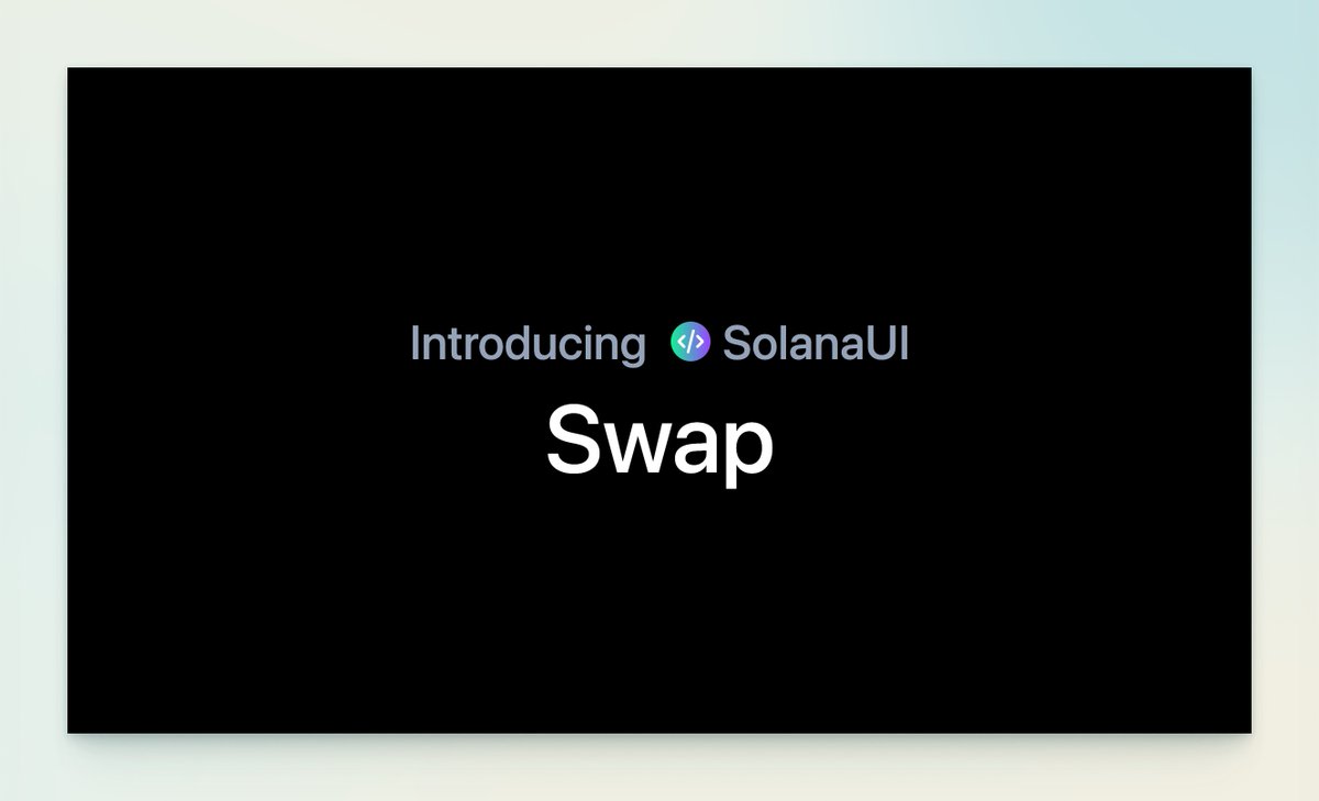 🚀 Introducing SolanaUI Swap

a complete <a href="/JupiterExchange/">Jupiter (🐱, 🐐)</a> swap widget built with SolanaUI components and <a href="/shadcn/">shadcn</a> ui